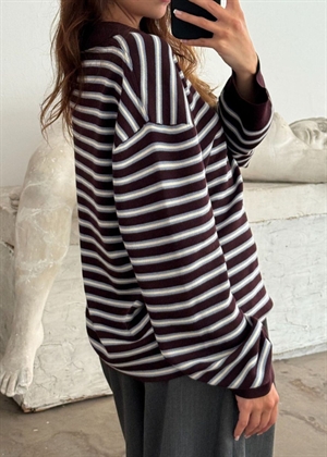 Adanne stripe polo bluse Bordeaux/Blue Boii Studios 